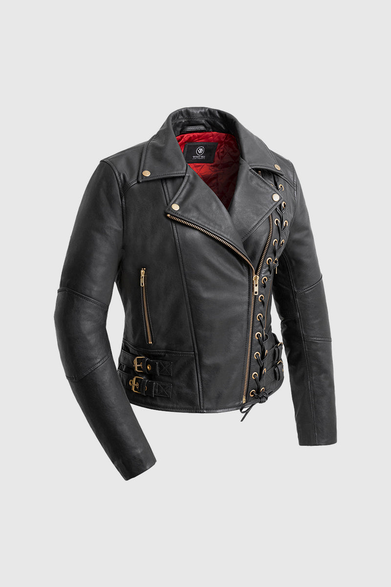 Gisele Womens Moto Style Leather Jacket