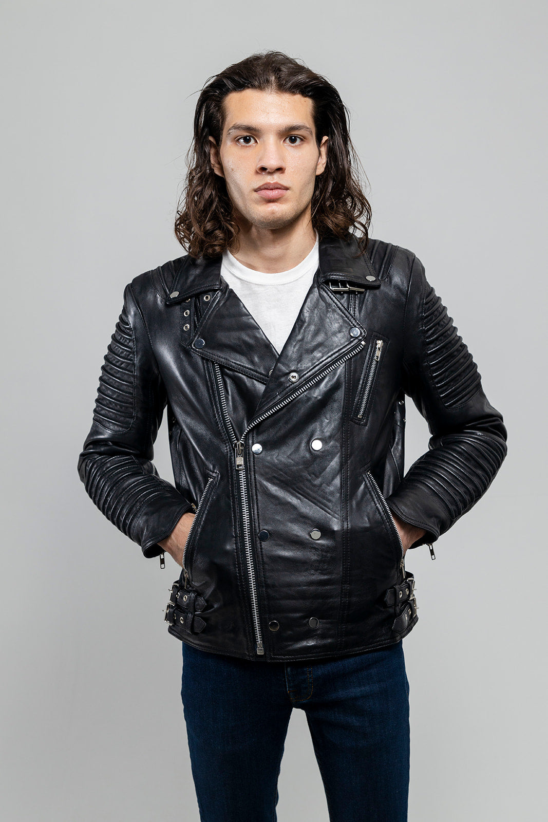 Mens lamb sales leather jacket