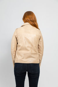 Rebel Womens Leather Jacket Oil Sand