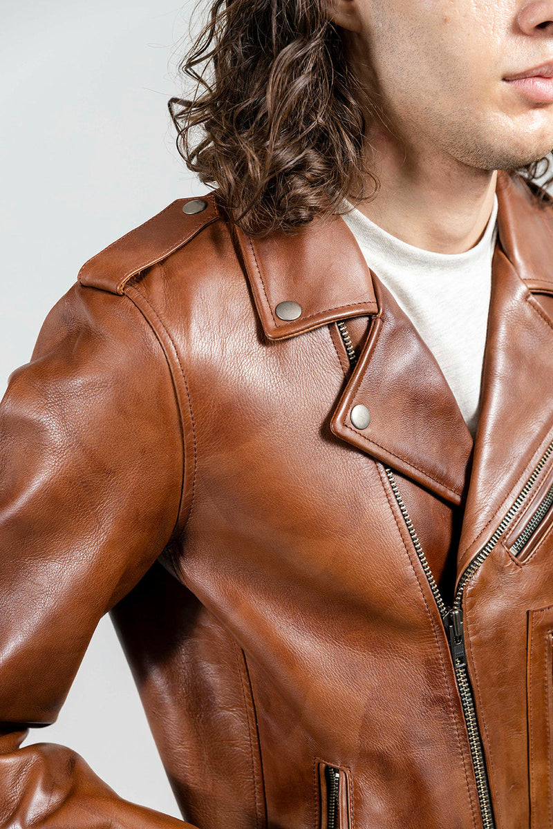 Sid Mens Leather Jacket Men's Motorcycle style Jacket Whet Blu NYC   