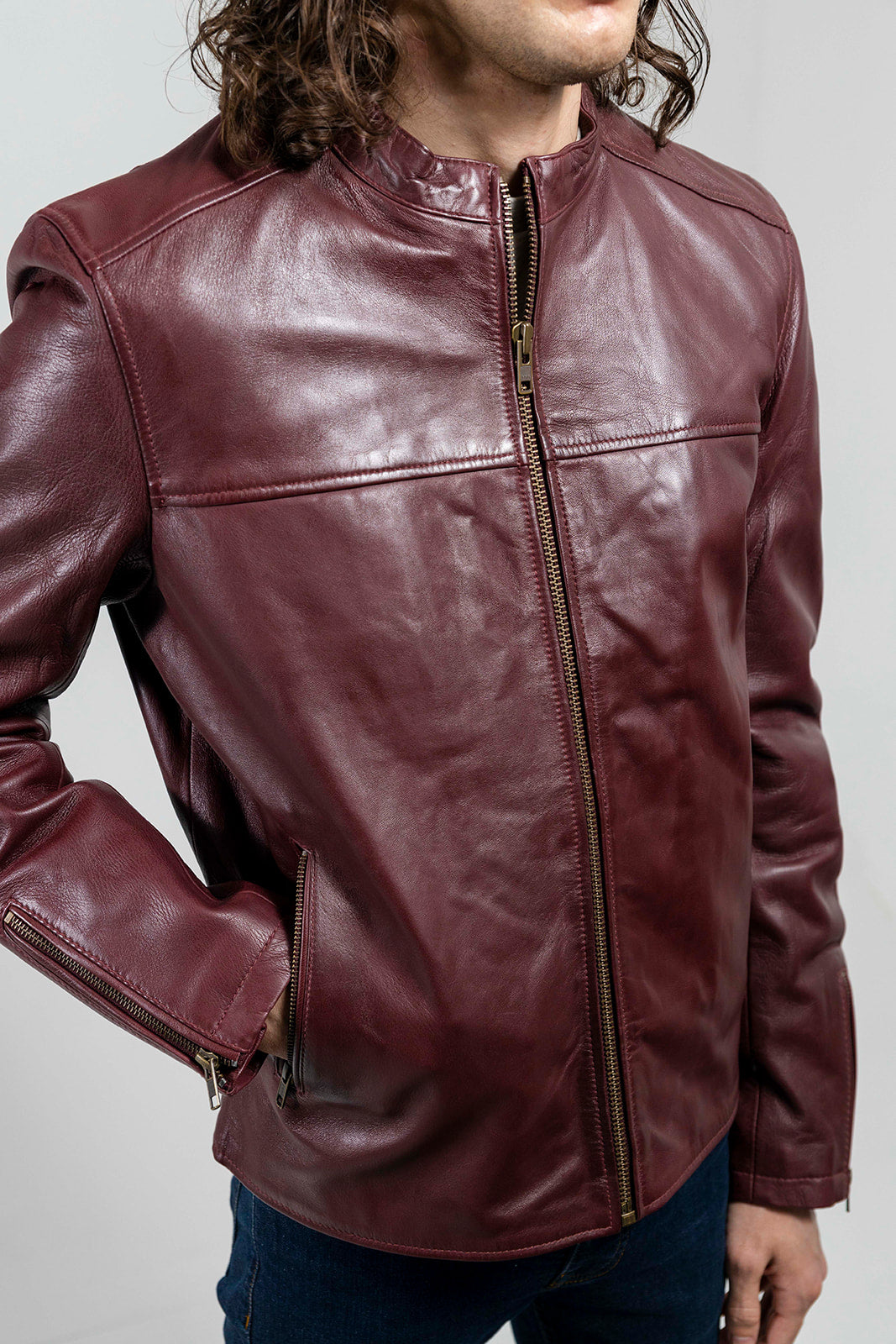 Lambskin First Leather Grayson (Oxblood) Fashion - Manufacturing Company – Men\'s Jacket