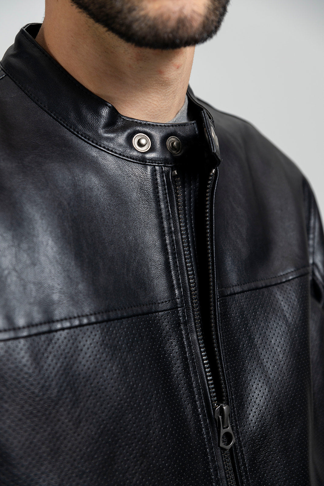Oliver Men's Vegan Faux/Perforated Leather Jacket Men's Vegan Faux Leather jacket FMCo   