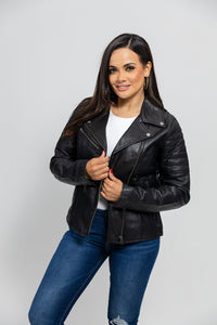 Princess Womens Moto Leather Jacket Black