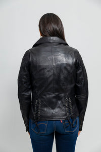 Princess Womens Moto Leather Jacket Black