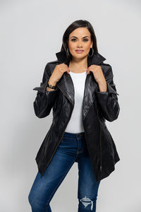 Traci Womens Leather Jacket Black