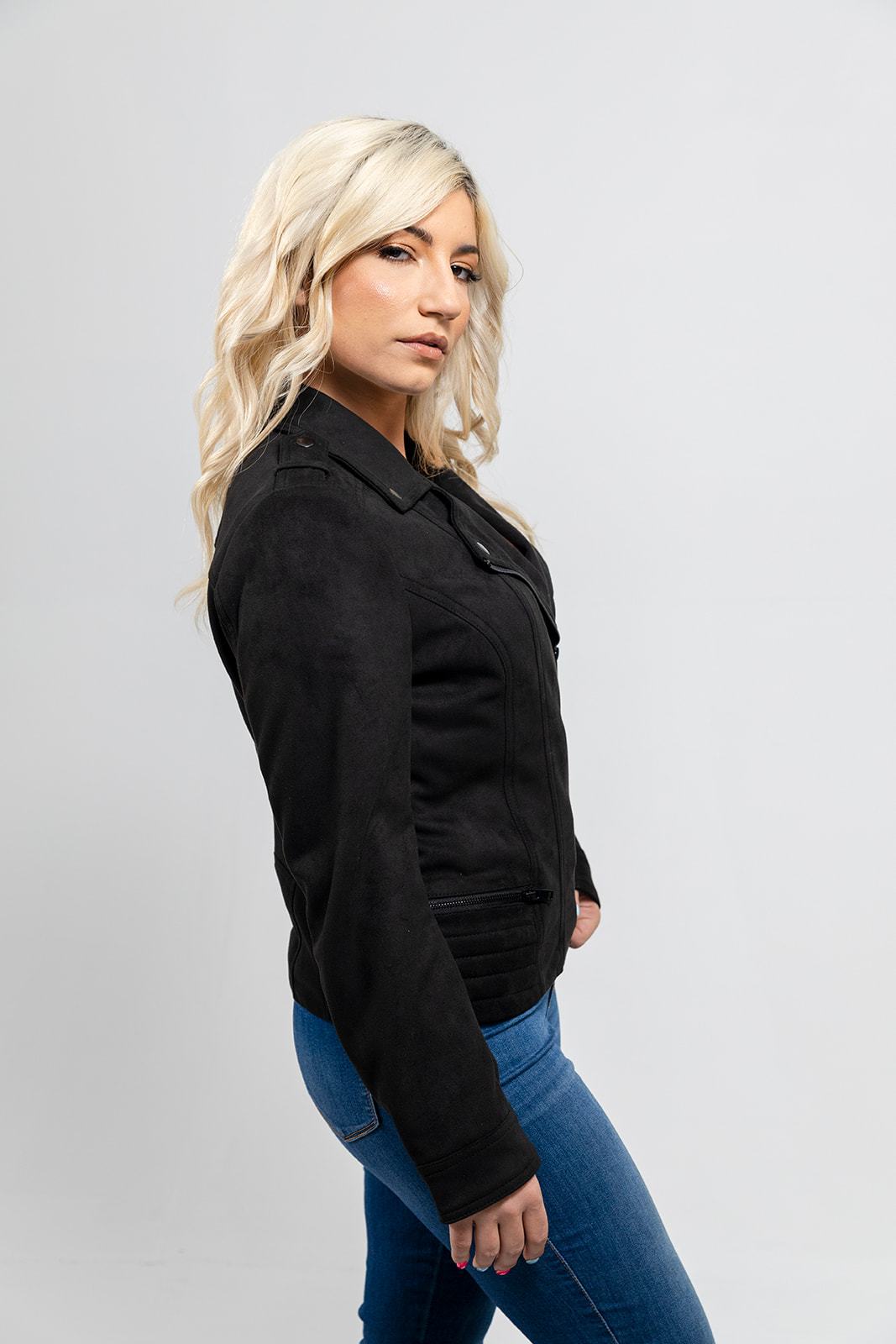 Molly Women's Vegan Faux Leather Jacket (Black) Women's Vegan Leather Jacket FMCo   