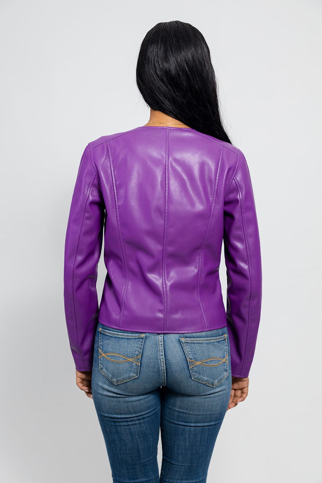 Violet Women's Vegan Faux Leather Jacket Women's Fashion Leather Jacket FMCo   