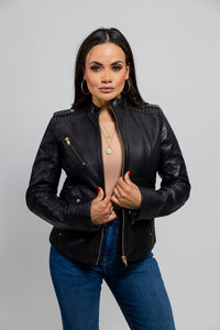 Madelin Womens Fashion Leather Jacket Women's Leather Jacket Whet Blu NYC   