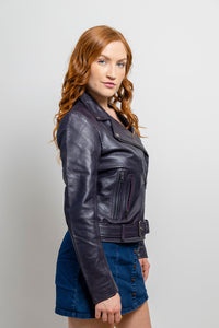Chloe Womens Fashion Leather Jacket Violet