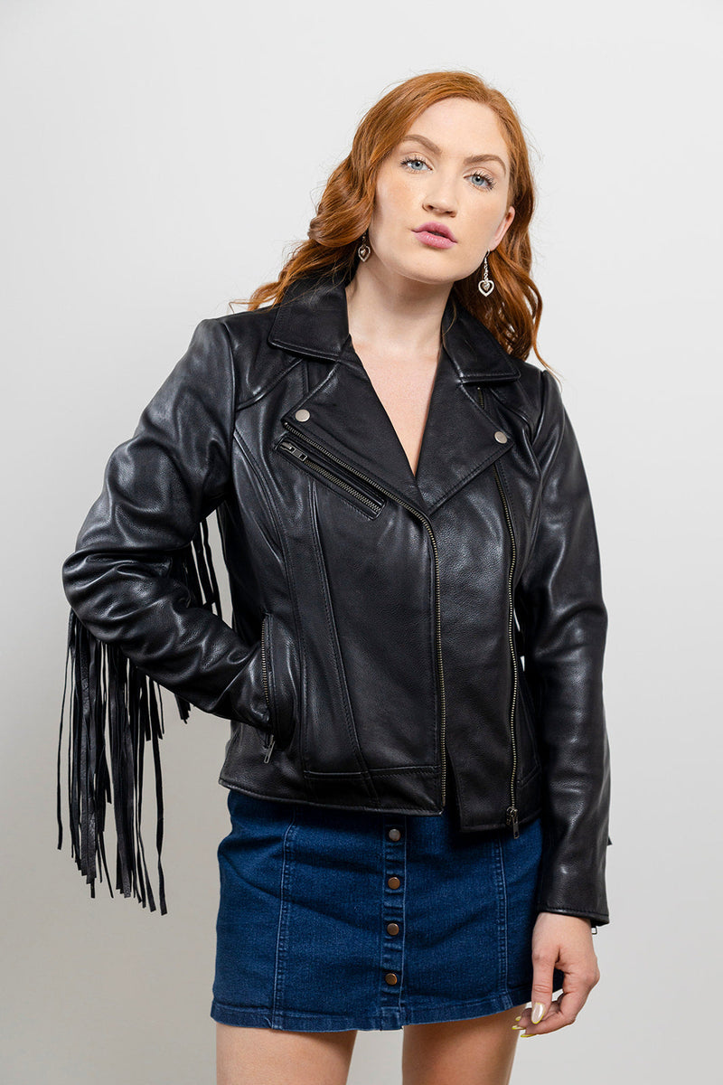 Daisy Womens Fashion Leather Jacket Black