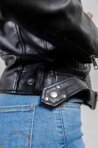 Chloe womens Fashion Leather Jacket Black