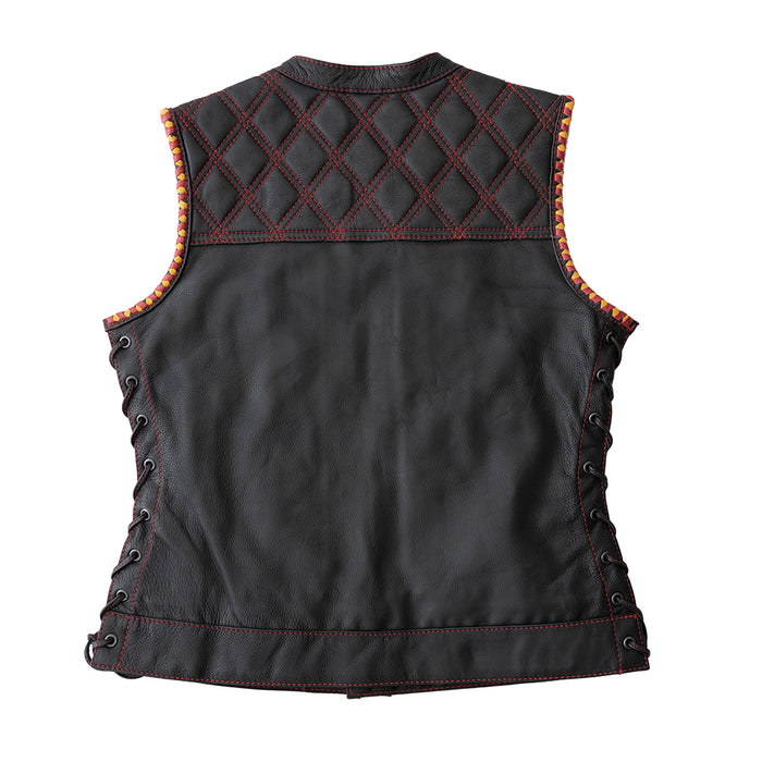 Torch Women's Motorcycle Leather Vest Factory Customs First Manufacturing Company   