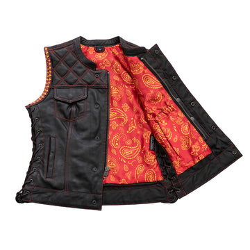 Red Stitch Women's Double Concealed Pocket Side Lace Vest