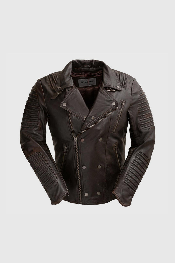 Brooklyn Mens Lambskin Leather Jacket Black Cognac