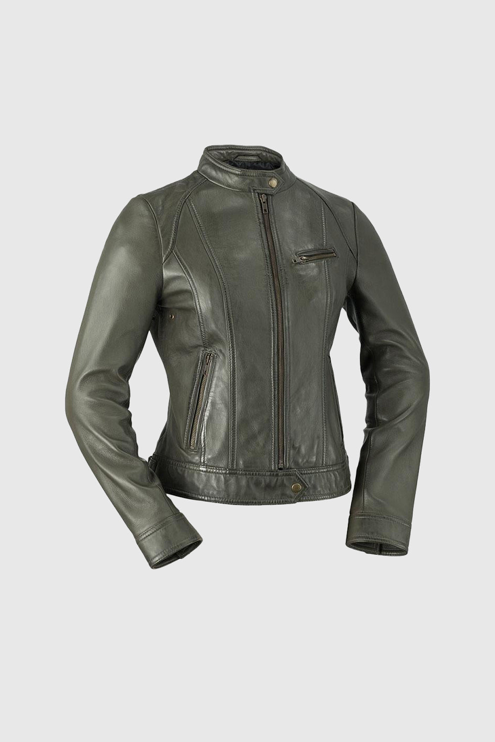 Favorite Womens Fashion Leather Jacket Army Green Women's Leather Jacket Whet Blu NYC   