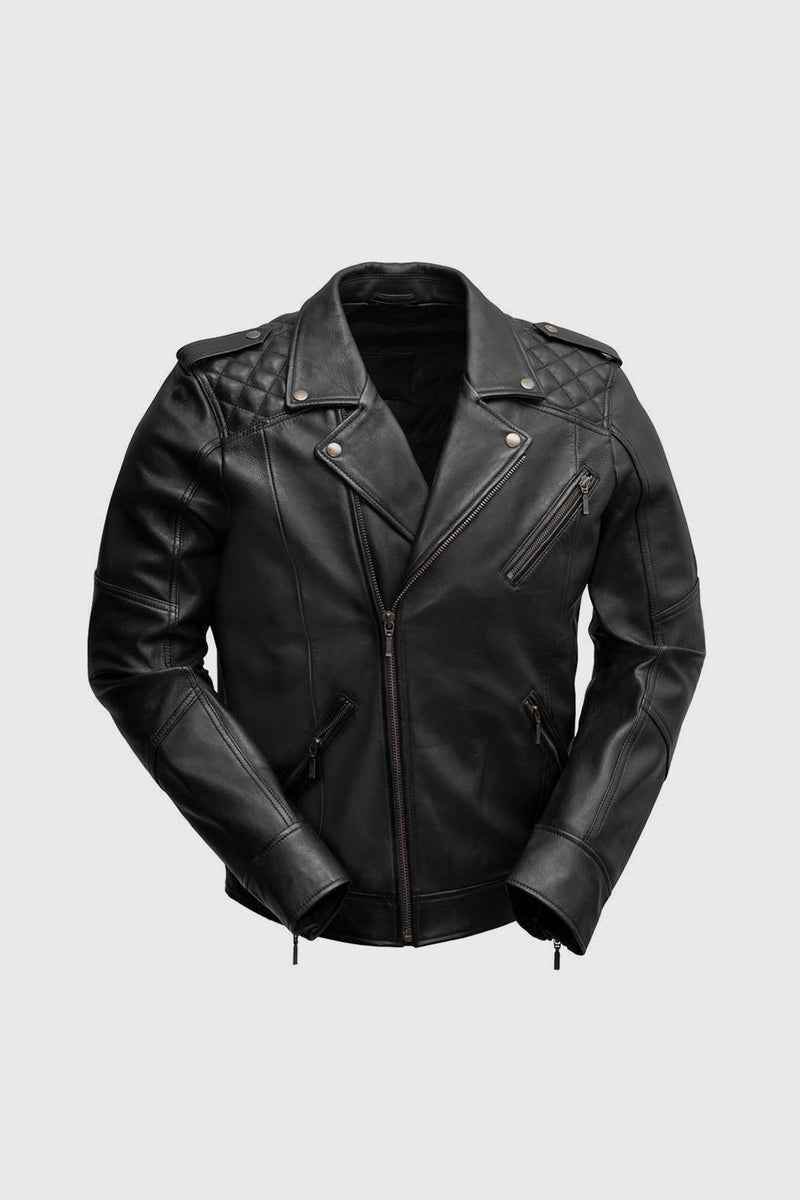 Gavin Mens Leather Jacket Men's Motorcycle style Jacket Whet Blu NYC S  