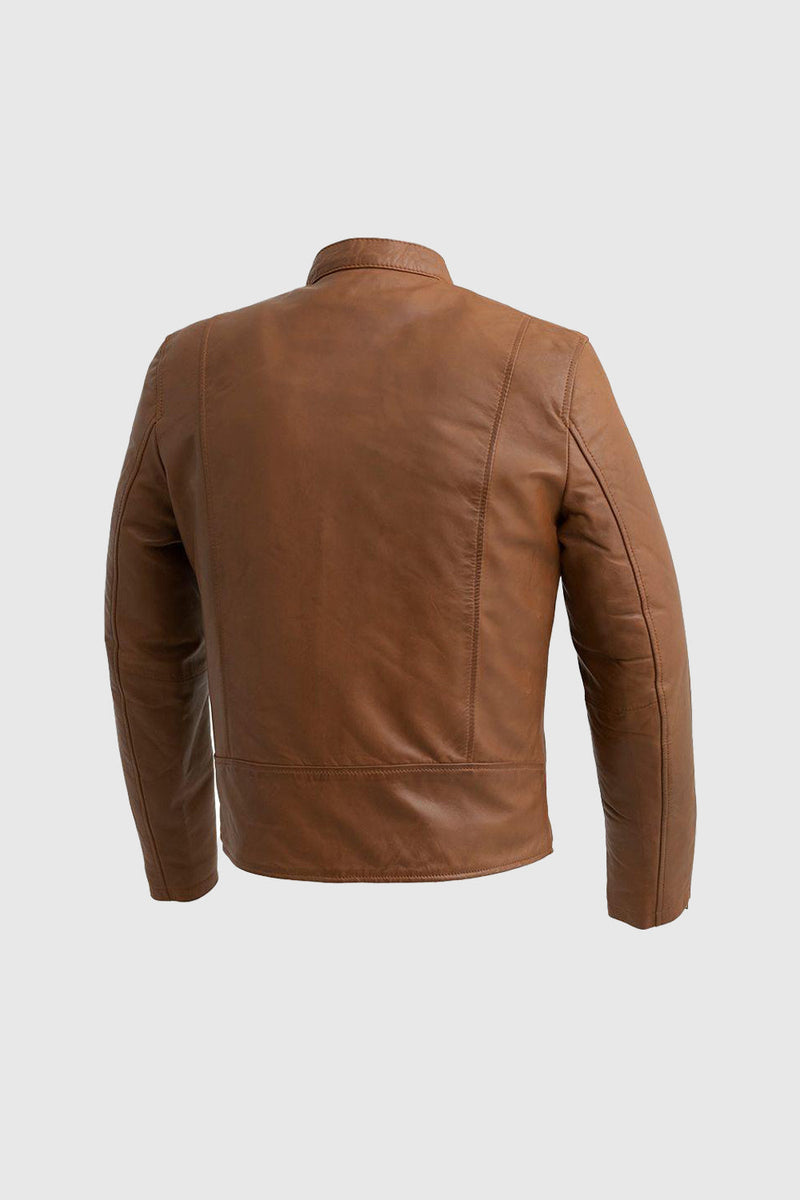 Grayson Mens Leather Jacket Dark Cognac Men's Leather Jacket Whet Blu NYC   