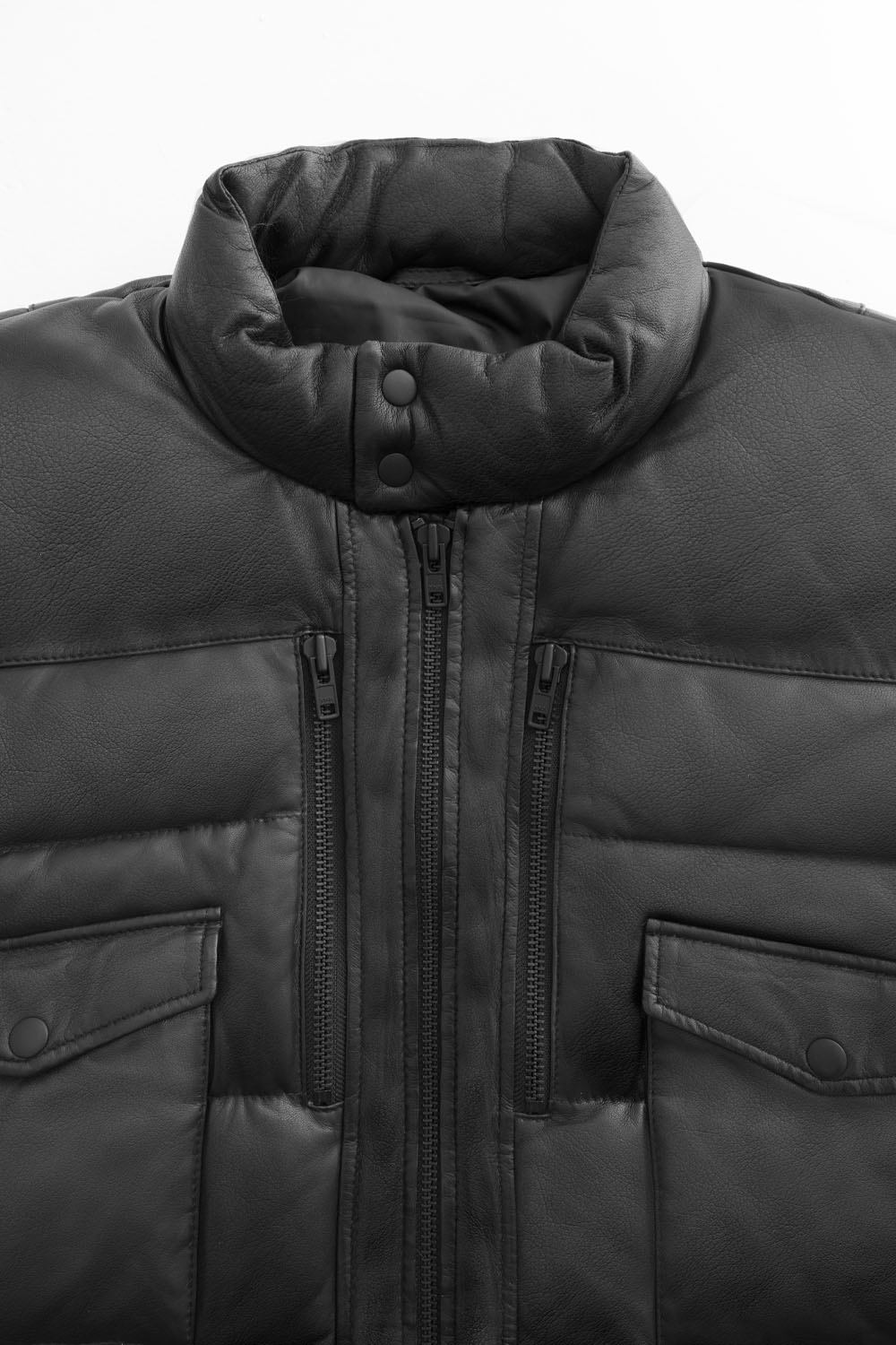 Jace Mens Puffer Leather Jacket Men's Puffer Jacket FMCo   