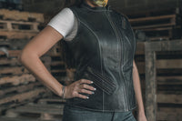 Quinn Women's Club Style Leather Vest - Limited Edition