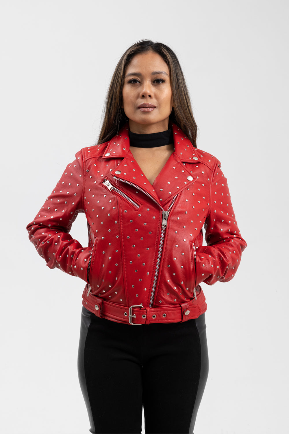 Claudia Womens Fashion Leather Jacket Fire Red Women's Leather Jacket Whet Blu NYC   